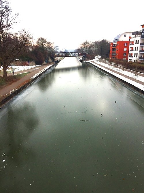Ville de Nancy - Canal gelé quartier Lobau