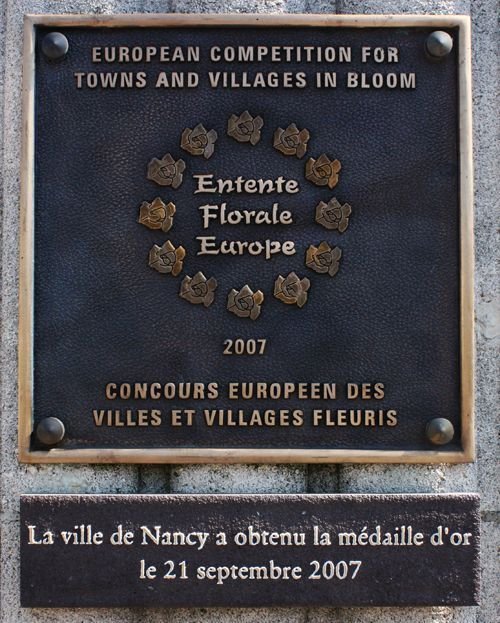 Ville de Nancy - Médaille d'or 2007 Concours européen des villes et villages fleuris